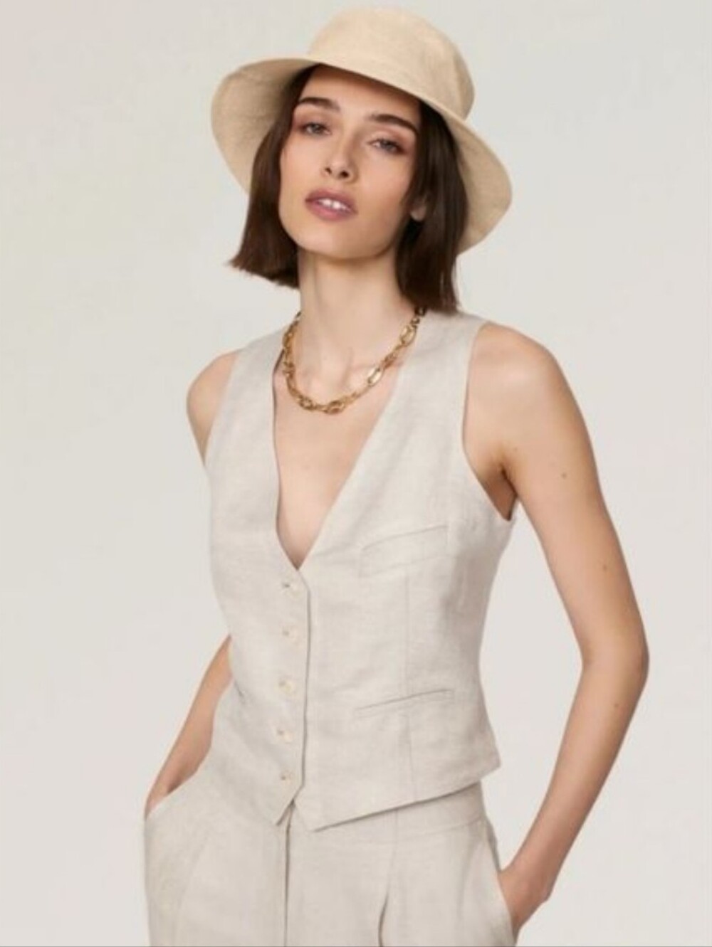 ROSETTA GETTY LINEN TAILORED VEST
